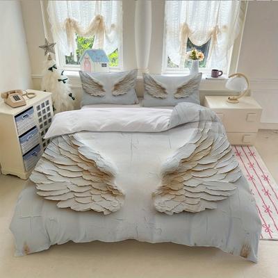 Zestaw pościeli White Wings Zestaw poszwy na kołdrę Poszwa na kołdrę z poszewką na poduszkę do dekoracji sypialni Prezent urodzinowy Prezent na Halloween Prezent na Boże Narodzenie