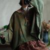 Johnature T-shirt da donna vintage primaverili cinesi con scollo rotondo a manica lunga, morbide e larghe