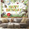 2D Bug Adventure Happy Birthday Backdrop, Kids Nature Party Banner, Photography Background