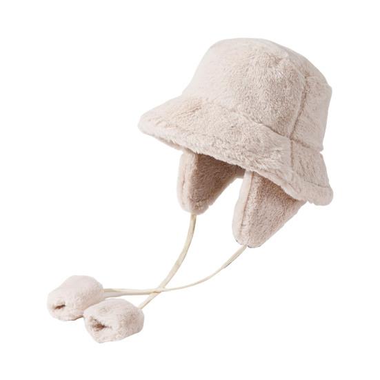 Plush Fisherman Hat with Detachable Ear Protection Windproof Rope Winter Hat Outdoor Activities Travel Cycling Warm Hat