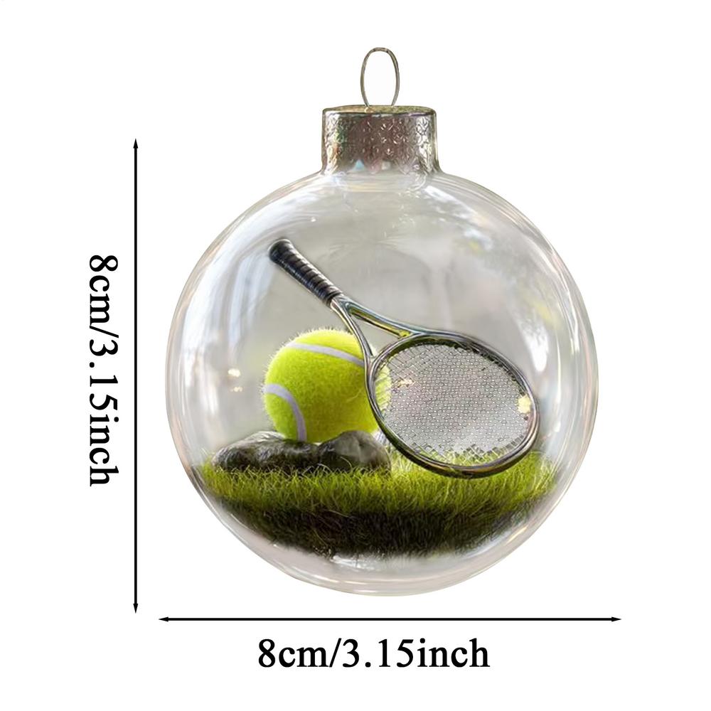 Mini 3D Acrylic Transparent Christmas Tree Decoration Pendant Baseball Football Golf Ball Tennis Hangable Christmas Ornament