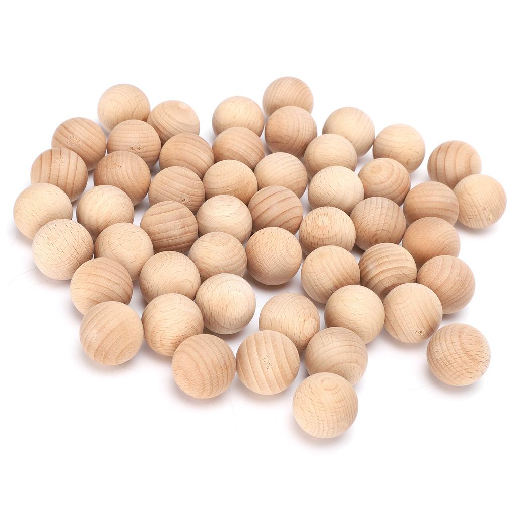 50Pcs Wooden Round Balls Unfinished Beech DIY Creativity Hand Made Craft Supplies