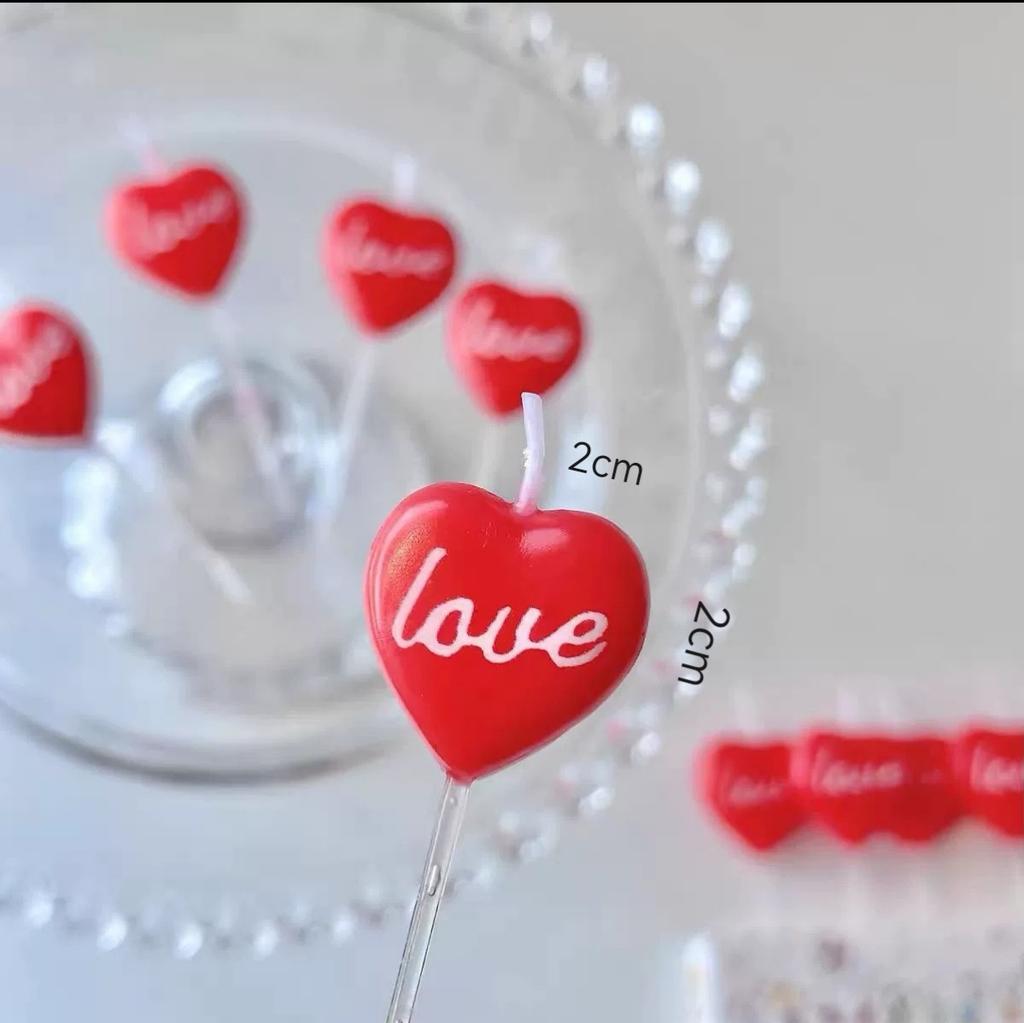 Heart Shaped Cute Cake Candles Set of 5 Red and Pink Heart Candles Cute Birthday Candles for Valentine's Day Cake Dessert Decor