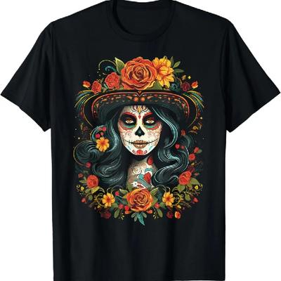 De Los Muertos La Catrina Day of the Dead Sugar Skull Women T-Shirt