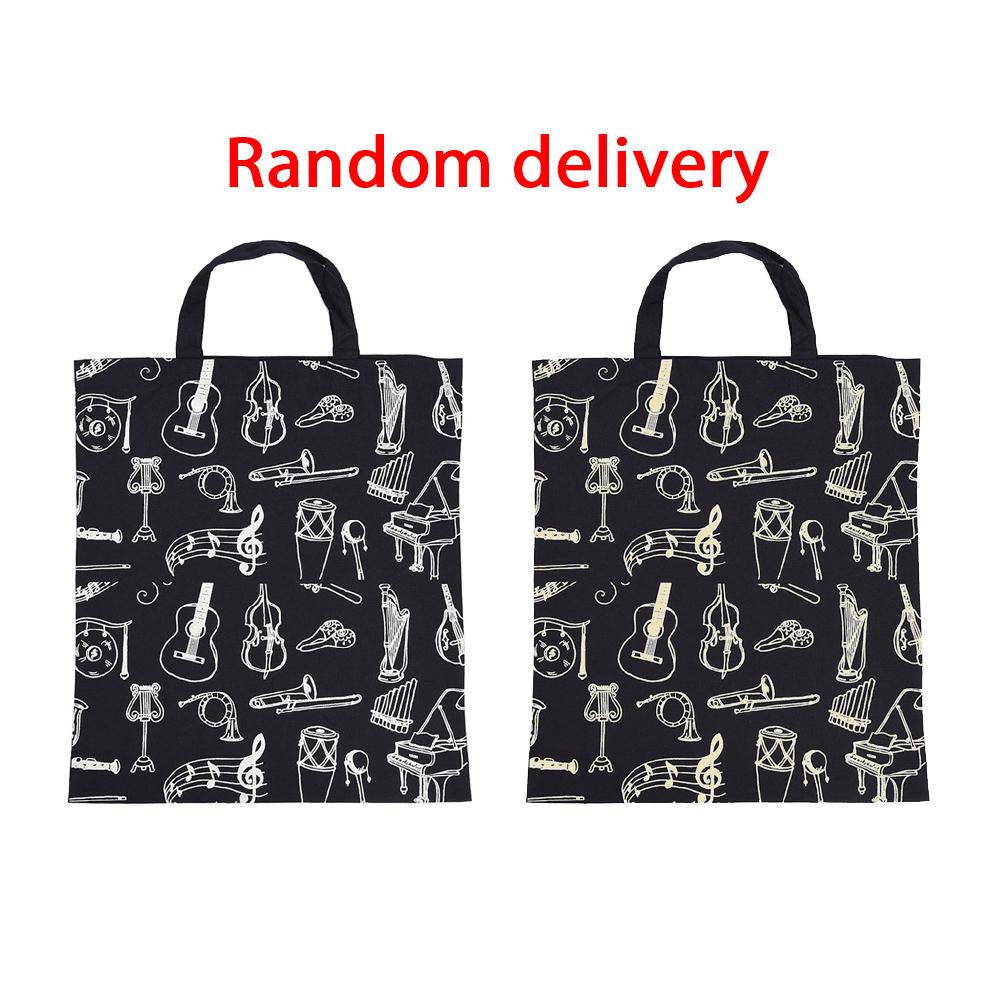 Cartoon Muscial Instruments Patterns Washable Cotton Cloth Handbag Music Tote Shoulder Grocery Shopping Bag for