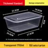 Rectangular 750/1000ml Disposable Transparent Plastic Takeout Meal Box