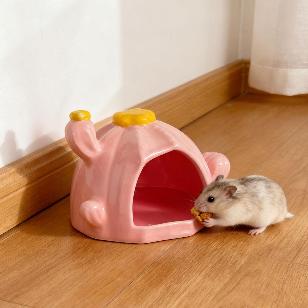 Keramik Hamster Futternapf Multifunktion Cartoon Kleintier Versteck Höhle für Kleintiere Ratten Zubehör