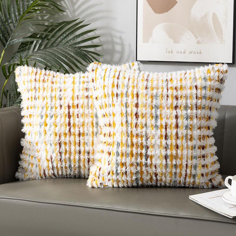 Plush Pillowcase Sofa Cushion Case Nordic Luxury Living Room Bay Window Pillow Cover Back Cushion Decor