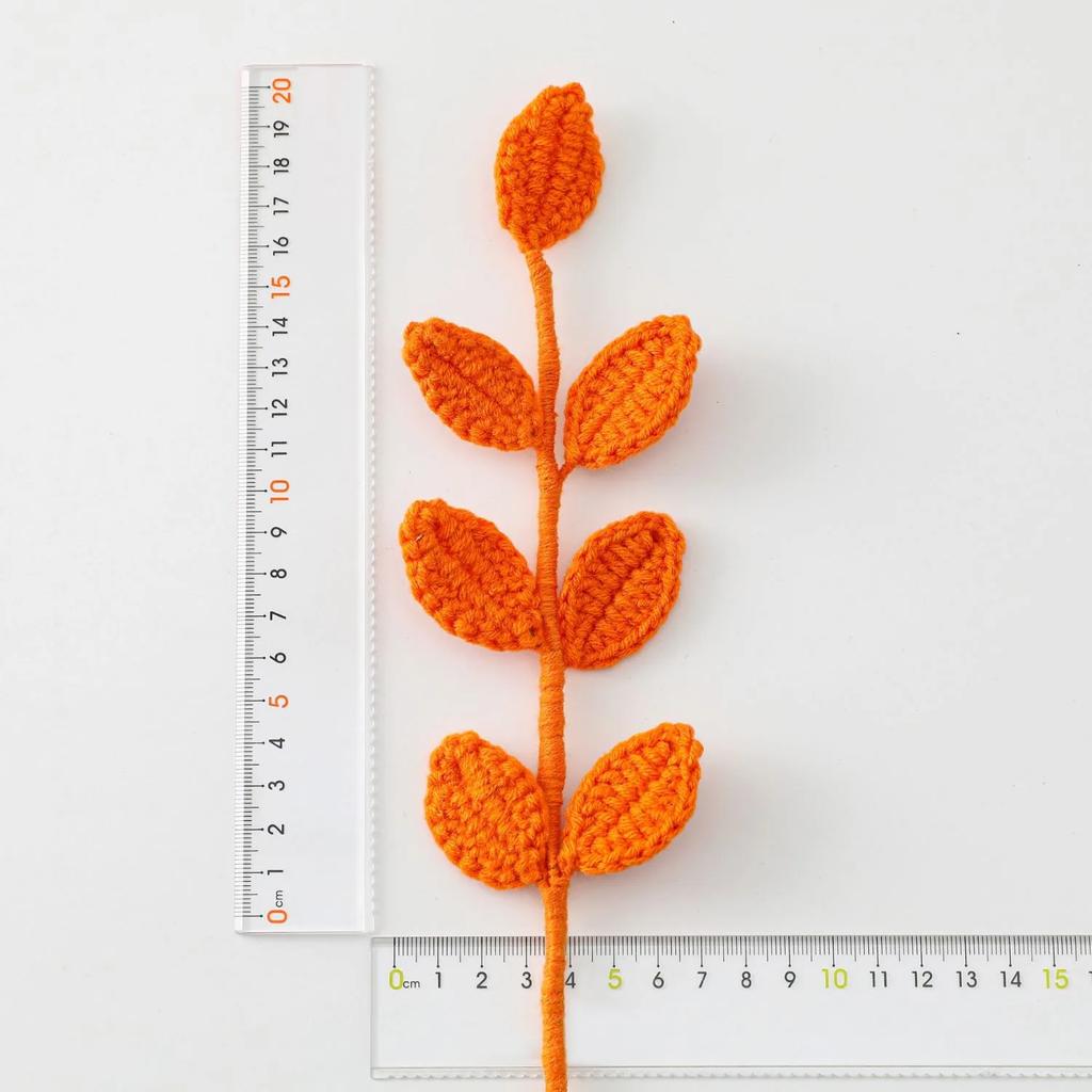 1pc Crochet Leaves Knitted Eucalyptus Leaves Handmade Knitting Plant Artificial Plant for Flower Vase Home Decor