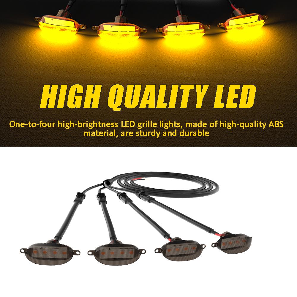 Universal Car Front LED Grille Light Smoked Amber Grill Light Eagle Eye Lamp For Off Road Trunk SUV Ford Toyota LED Lighting