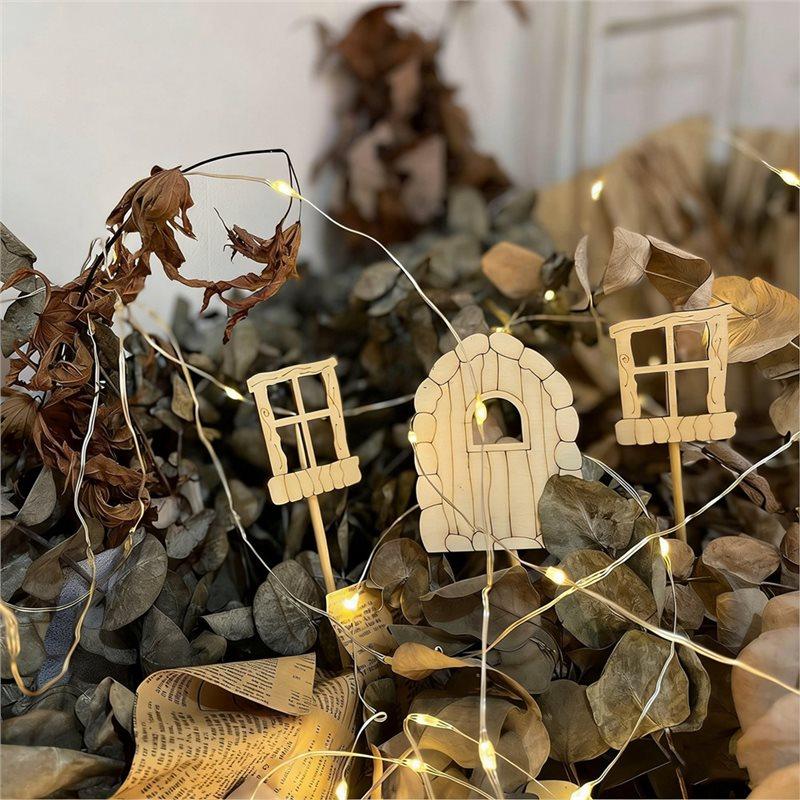 Unpainted Miniature Fairy Doors& Windows Craft Kit(48 Pcs)- Wooden Garden Doors Accessory For Home Party Event Decoration