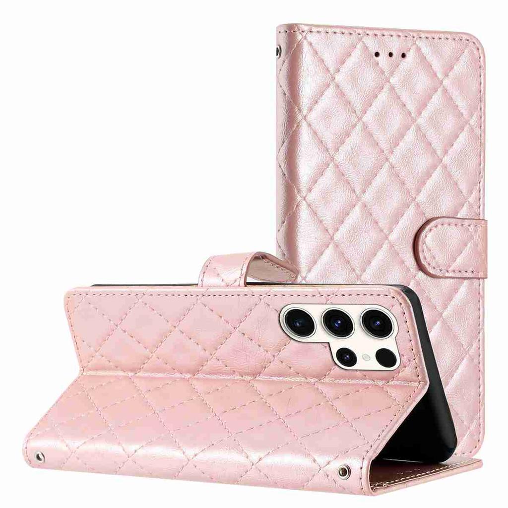 Wallet Pattern Faux Quilted Leather Case For Samsung Seriesgalaxy A12 A15 A17 A26 S20 S21 S22 S23 S24 S25 360° Protection With Card Slots Stand
