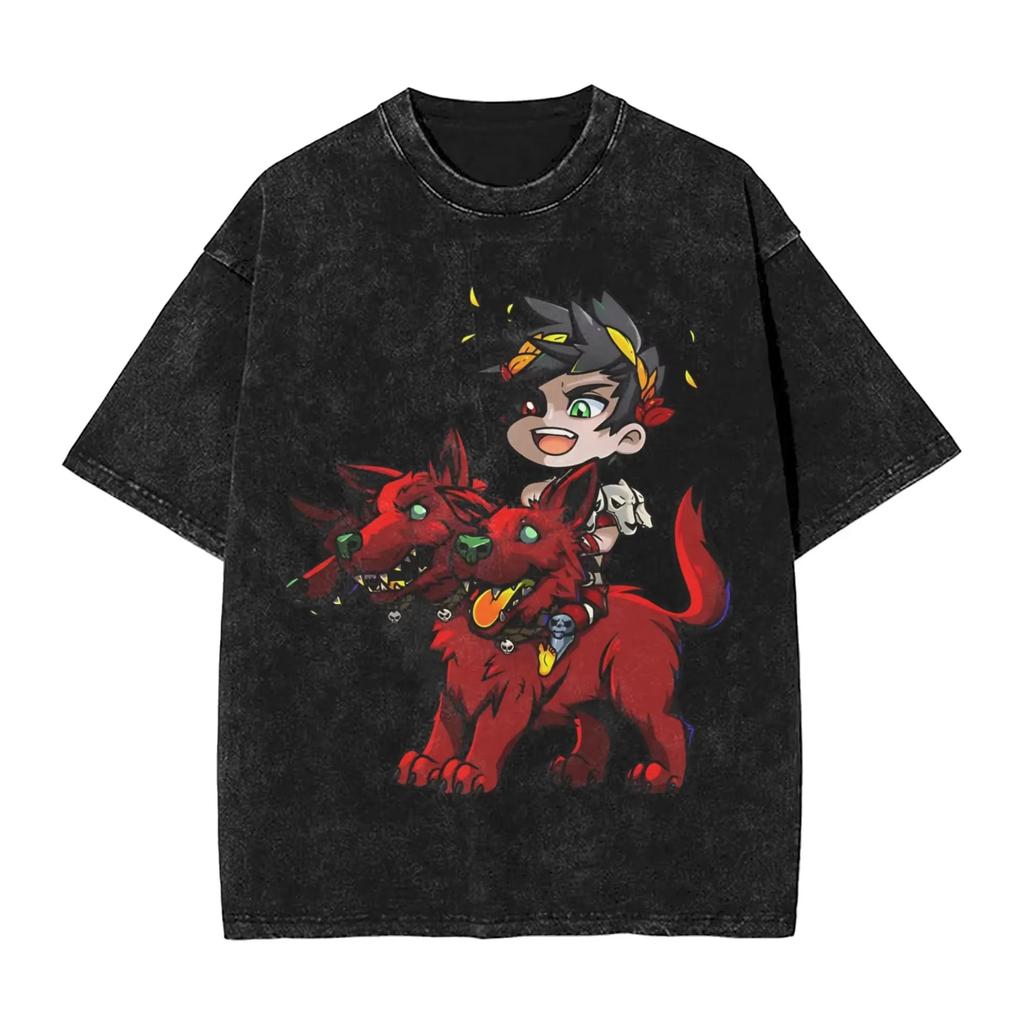 Classic Retro Game Hades Zagreus Funny Graphic Print T-Shirt Men Women Vintage Washed Cotton Y2K Harajuku Unisex Oversize Streetwear Short Sleeve Top