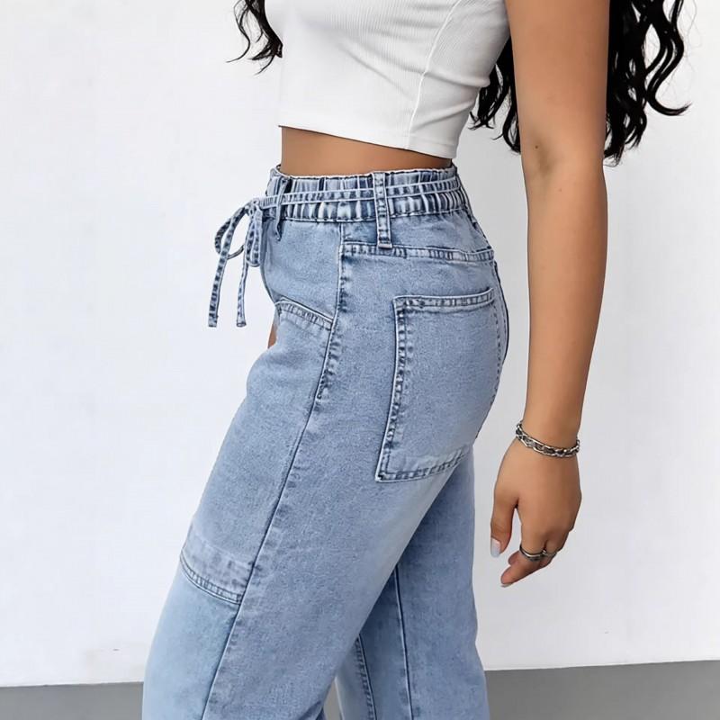 2026 Džíny s vysokým pasem a širokými nohavicemi Dámské Vintage Prané Volný střih Streetwear Denimové kalhoty