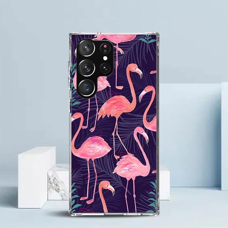 Pink Red Flamingo Phone Case For Samsung Galaxy S24 S25 Edge S26 Ultra S22 S23 Plus S21 + S20 FE Soft TPU Back Cover Galaxy S25