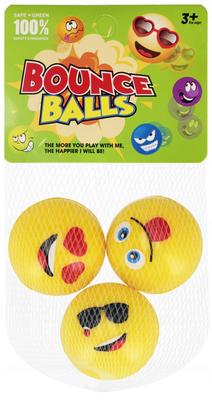 RUBBER BALL 3 PCS SMILE 4CM ET