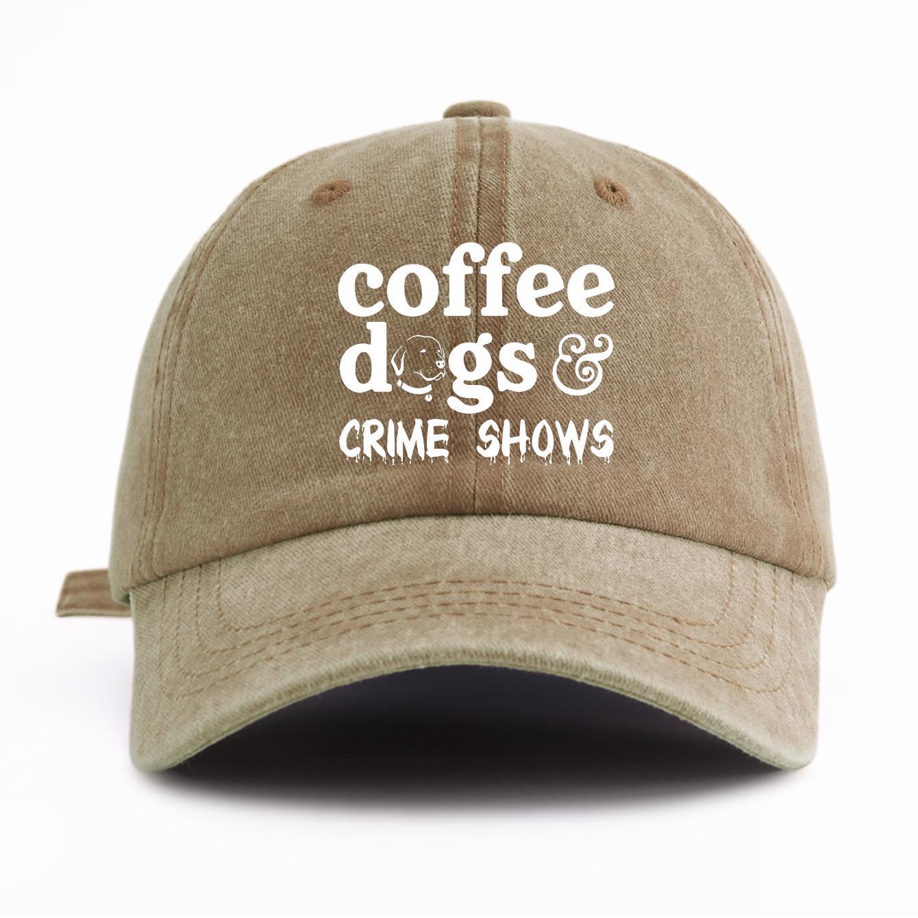 

1pc COFFEE DOGS Print Washed Baseball Cap for Adults,Minimalist Retro Style Casual Soft Adjustable Dad Hat, Perfect As Gift