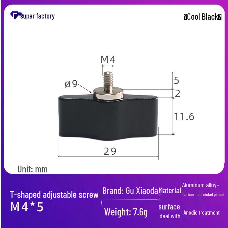 M4M5 Aluminum T-Handle Quick Release Adjustable Screw with Spring Knob for Photography Accessories