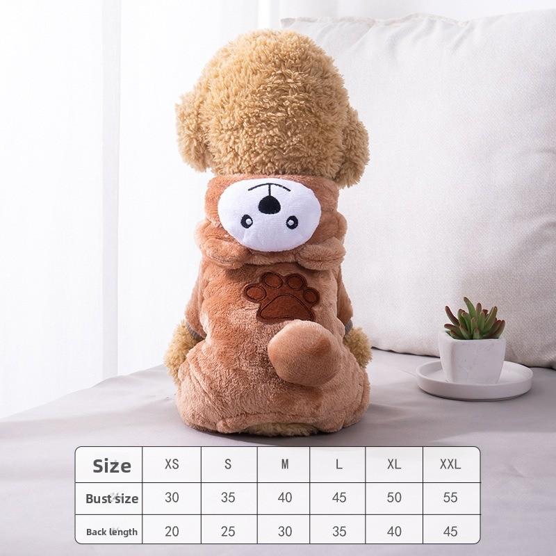 Four-legged Button Dog and Cat Clothing, Pet Supplies, Autumn and Winter Fleece Hoodie