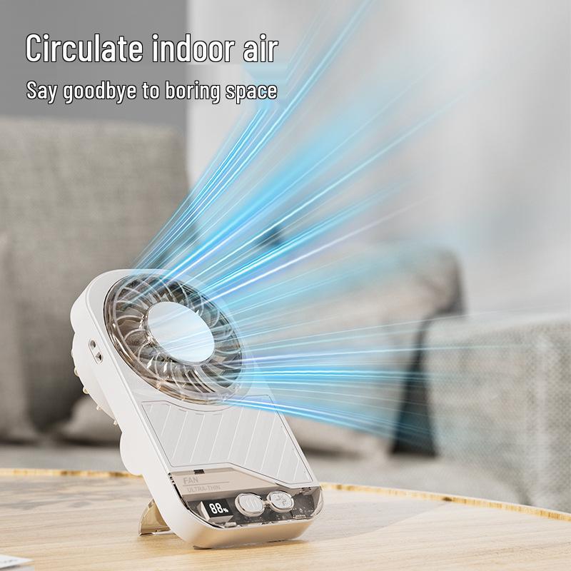 USB Rechargeable Portable Mini Desktop Fan with Digital Display and High-Speed Semiconductor Cooling
