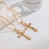 European and American zircon titanium steel cross necklace does not fade stainless steel jewelry