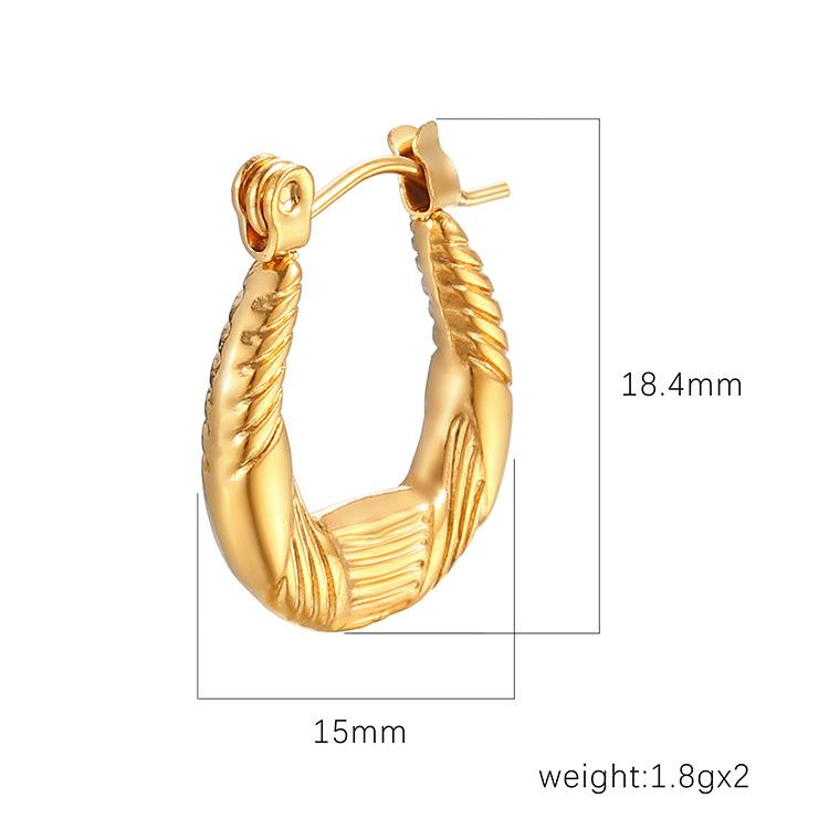 Round Stainless Steel Ladies 18K Real Gold Earrings Premium Light Luxury Simple Earrings