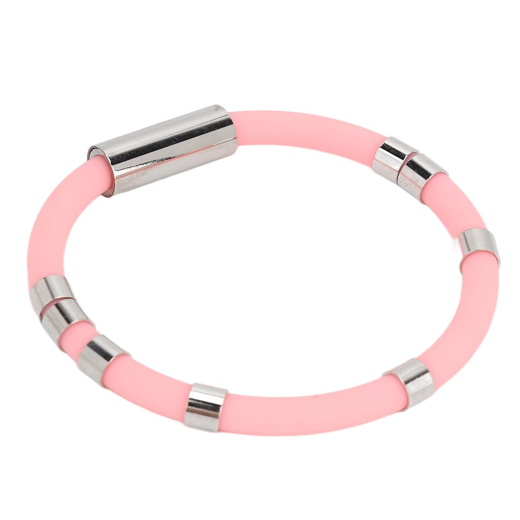 Anti Static Wrist Strap 8 Rings Pink Waterproof Washable Comfortable Wearing Silicone Bracelet for Jogging Winter