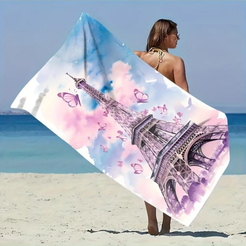 

1pc Eiffel Tower Patterned Beach Towel, Suitable for Seaside Beaches, Swimming Pools, Bathrooms, Camping Trips, And Yoga Fitness W30*H60(CM)