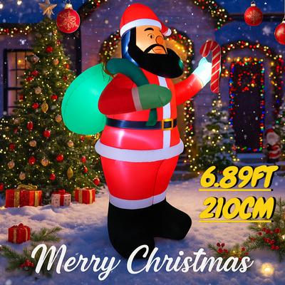 6.89FT Inflatable Toy Santa Claus Gift Bag Christmas Decoration for Yard Xmas Supplie with LED Light Home Ornaments Festive Gift