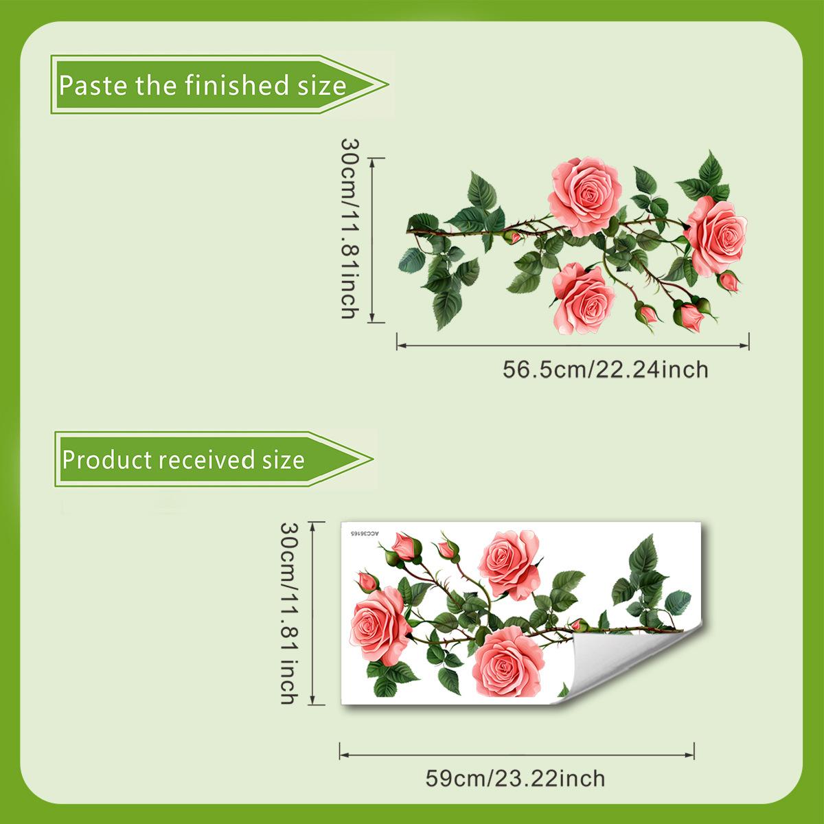 

Romantic Pink Rose Window Stickers, Self-adhesive Waterproof Glass Stickers, Home Decoration Wall Stickers 30*60cm