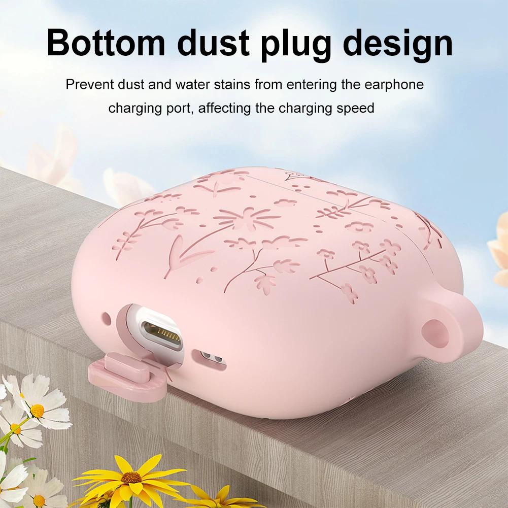 Silicone Earphone Protective Case with Carabiner for AirPods 4 2025 Shockproof and Dustproof Cover