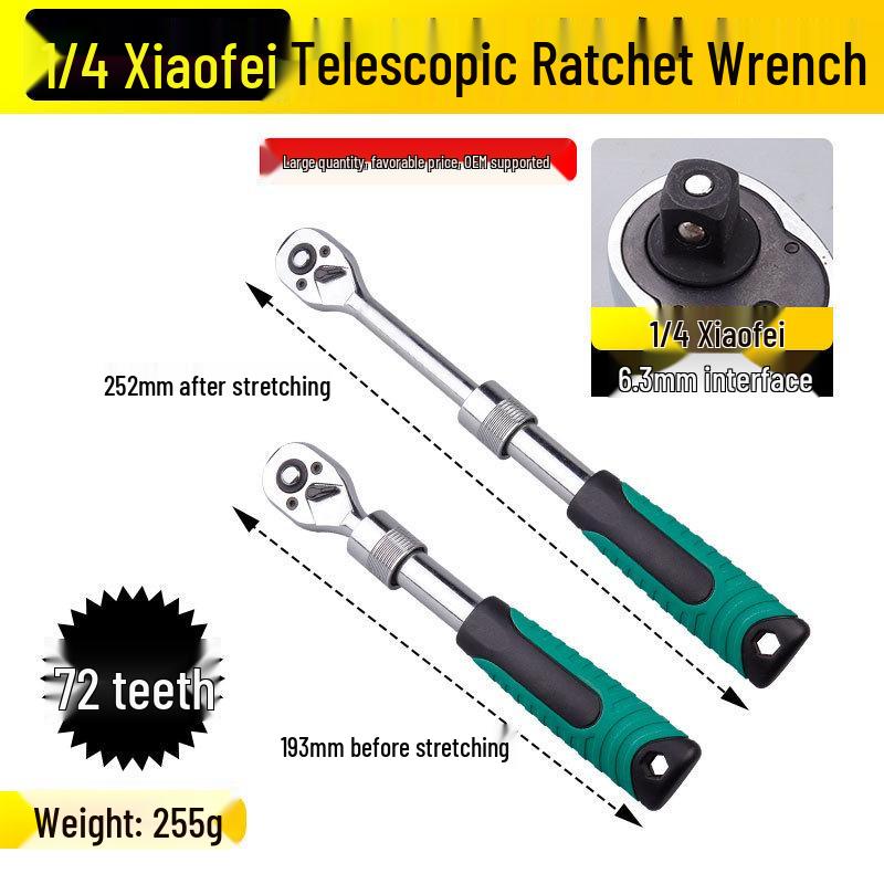 1/4  Mini Telescopic Ratchet Wrench - Two-Way Quick Release for Auto Repair & Maintenance
