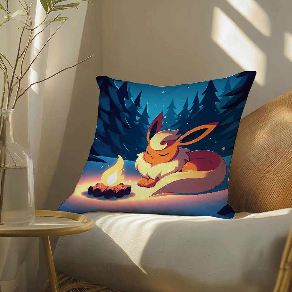 Pokemon Cute Monster Anime Plush Pillow Cover Soft Short Plush Cushion Cover For Sofa Bedroom Living Room Decor Gift