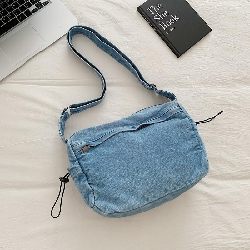 Women Casual Satchel Shoulder Bag Ladies Small Capacity Denim Vintage Messenger Bag Adjustable Strap Daily Tote Bag Multifunction Chic Hobo Bag