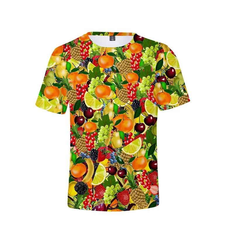 Summer Round Neck Funny Fruit Pattern 3D Print Top Fashionable Casual Street Hip Hop Short Sleeved Men's and  Women's Couple Unisex T-shirts