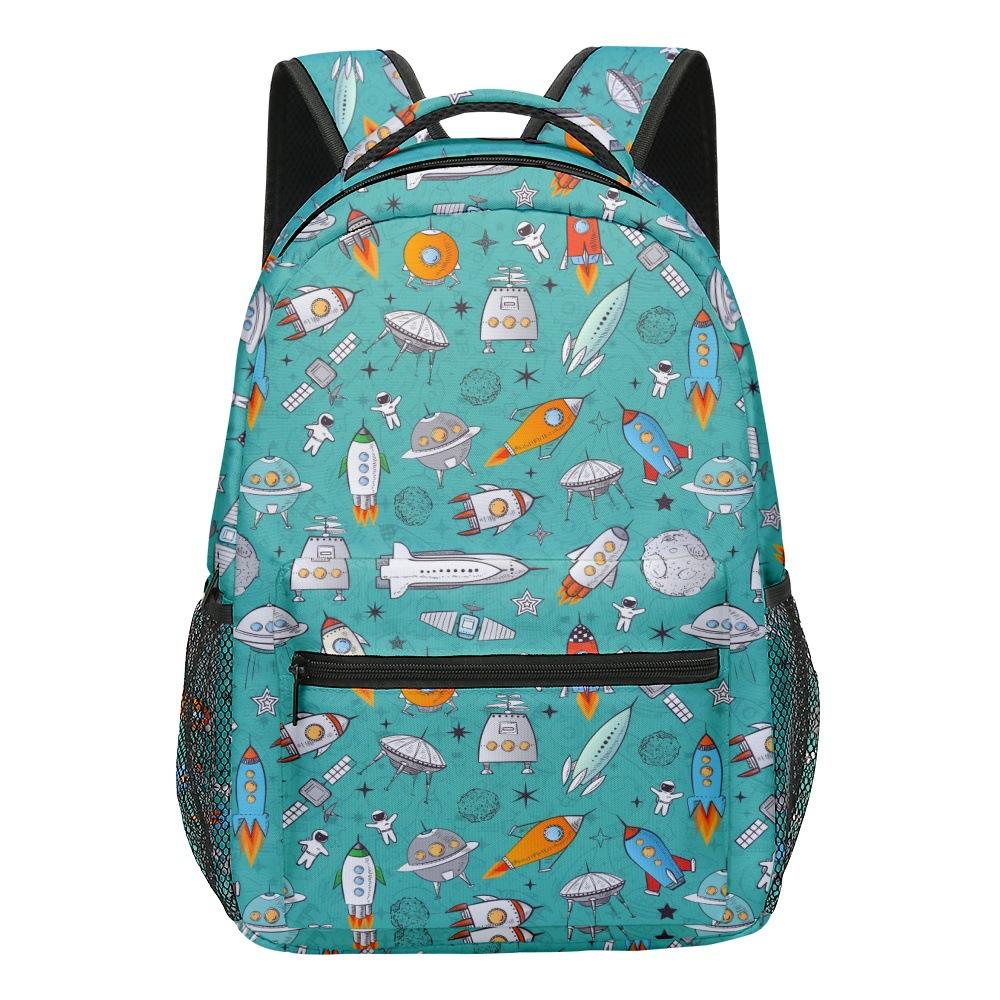 Kpop Youthful School Bags Unisex Space Rocket Spacecraft Travel Bags 3D Print Oxford Waterproof Notebook Shoulder Backpacks