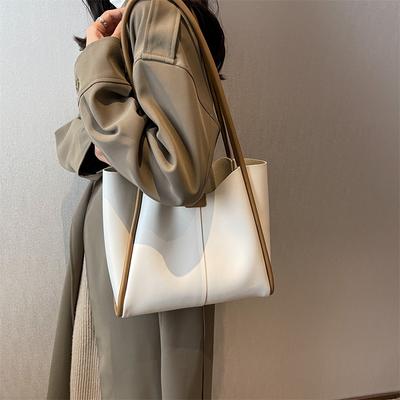 Premium Sense Large Bag Women's New Versatile Large-capacity Bucket Bag Trendy Contrasting Color Shoulder Tote Bag