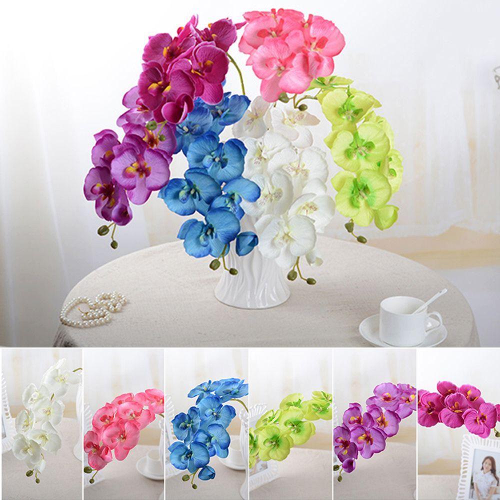 

Bouquets 8 Head Decoration Home Touch Real Silk Wedding Phalaenopsis Artificial Simulation Orchids