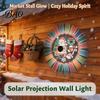 Solar Powered Porch Lights Christmas Projector Wall Light, Outdoor Waterproof Decorative Garden Landscape Lighting Holiday Metal Fence for Patio