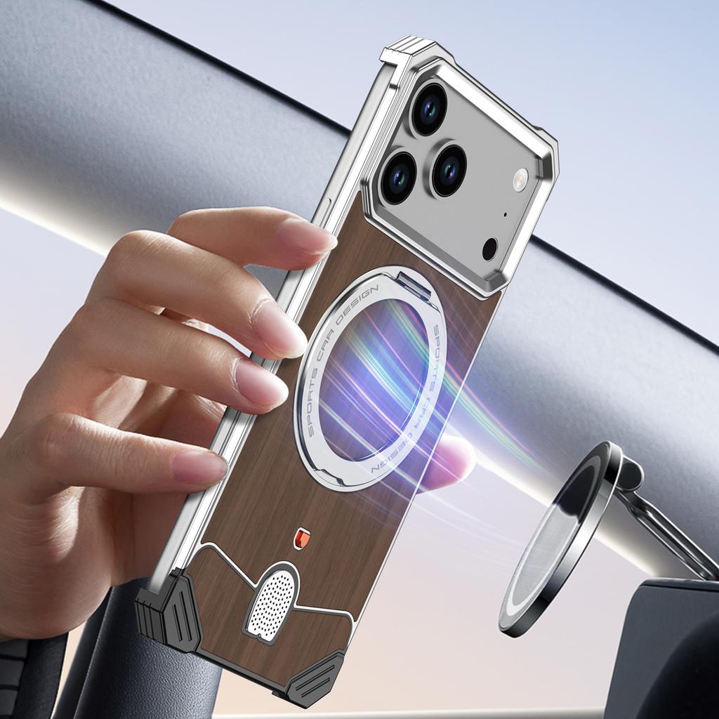 Legiertes Holzgehäuse für iPhone 17 Pro Max 17 Pro Hülle Magnetisch für Magsafe Holzständer Halter Mechanischer Verschluss Walnussschale Funda