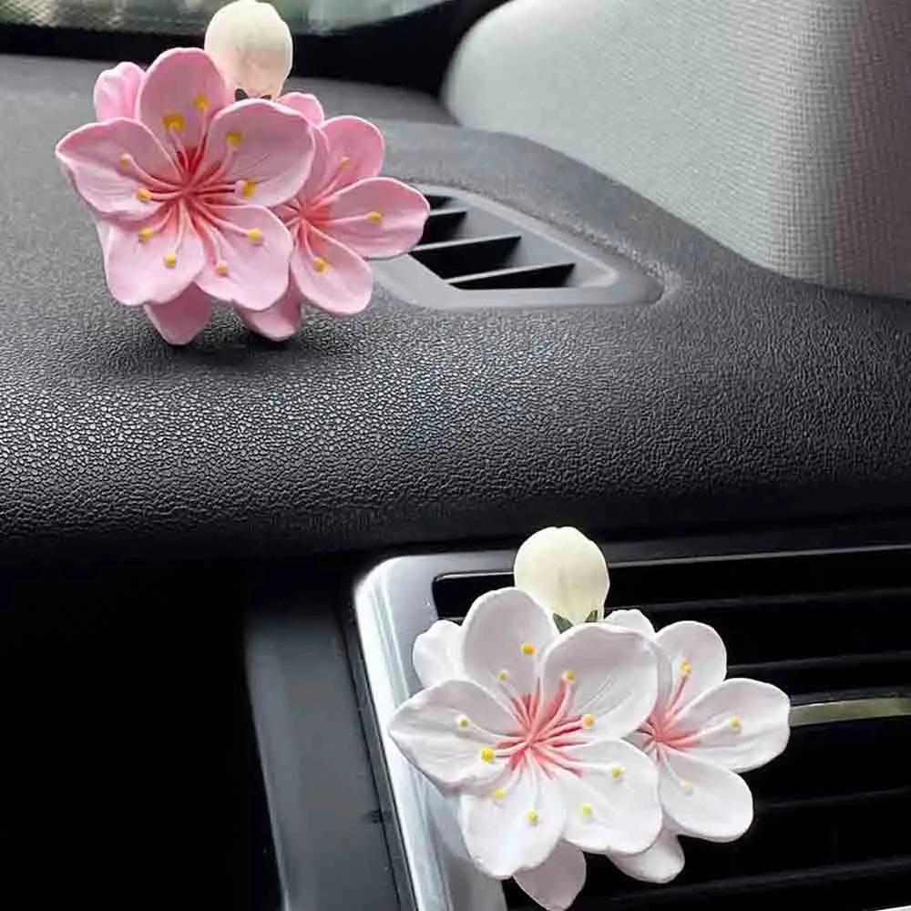 Car Perfume Clip Flower Gypsum Air Outlet Car Air Freshener Peach Blossom Aroma Diffuser Car Decoration Accessories Fresh Air
