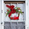 Jingchen Red Truck Christmas Door Hanger - Farmhouse Wreath Decoration
