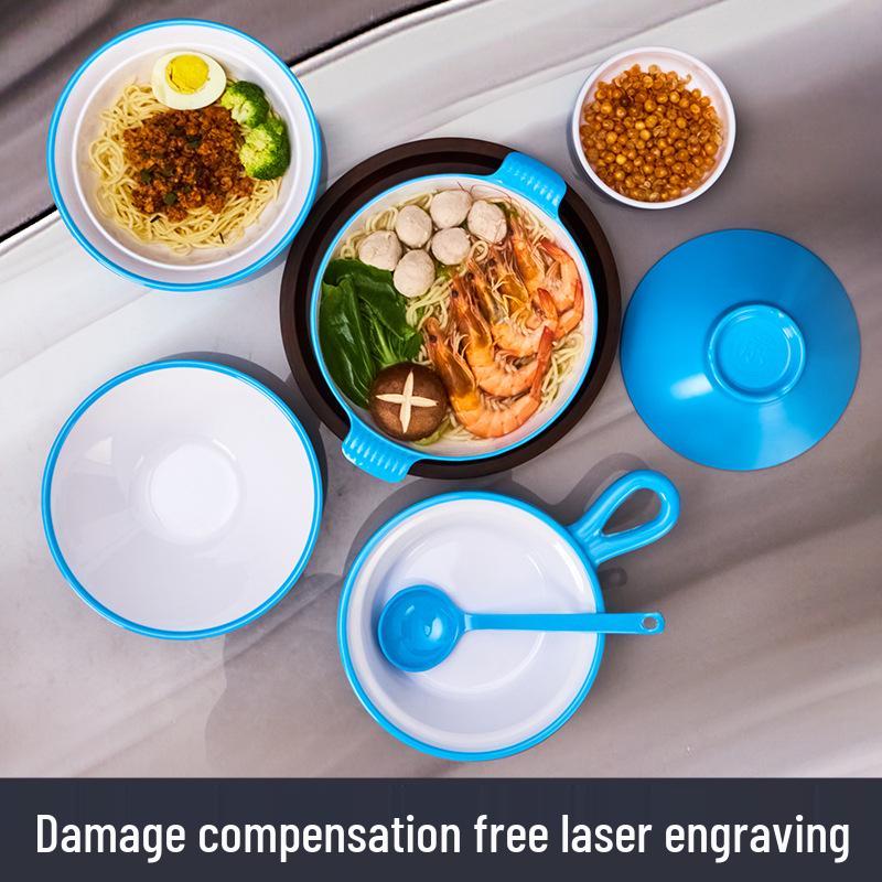 Double-Eared Melamine Noodle Bowl - Imitation Porcelain, Thickened for Commercial Use, Ideal for Restaurants, Special Soup or Mixing Dishes.