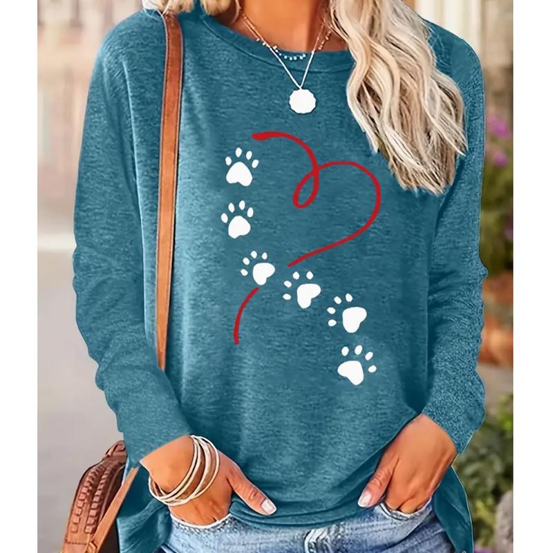 

2025 Autumn & Winter Women s New Casual Crew Neck Long Sleeve Top 3D Cartoon Pattern 8XL