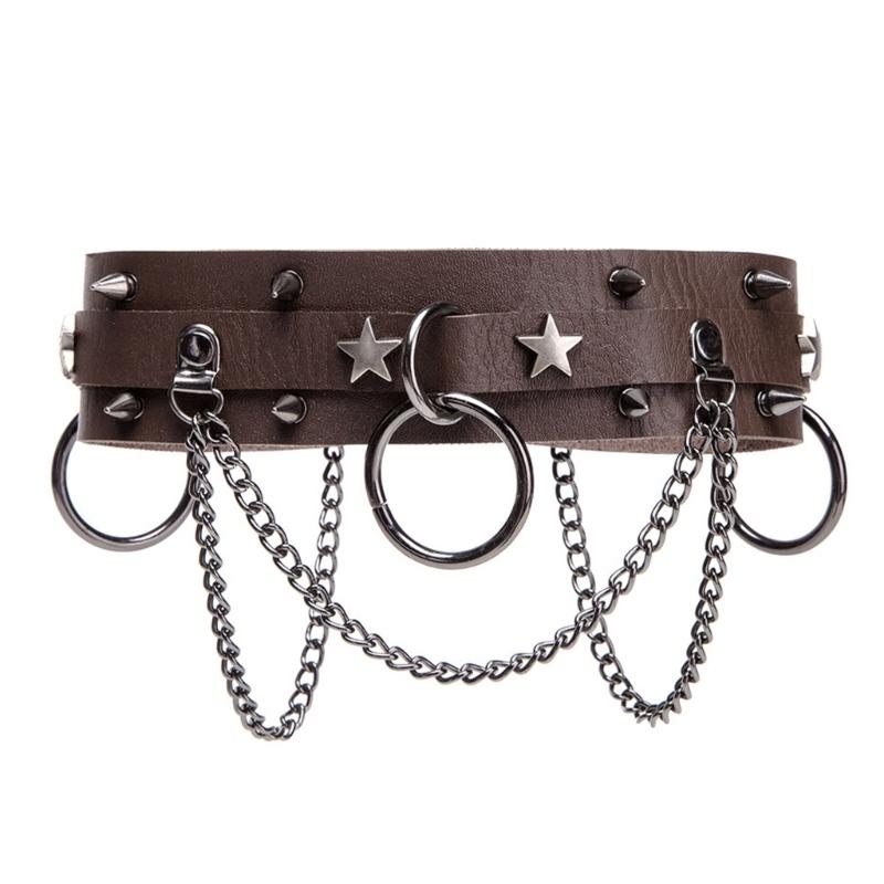 Mercenary Knights Shoulder Armour Rivets Studded Choker Necklace Medieval Faux Leather Pauldron for LARP/Cosplay Halloween