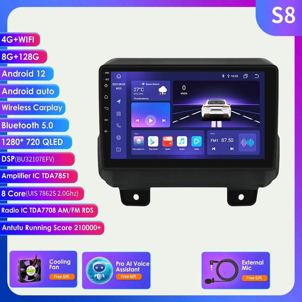 

2din Android авторадио для JEEP Wrangler JL 2018 2019 2020 2021 Gladiator автомобильный радиоприемник мультимедийный видеоплеер GPS Navi Carplay 4G интеллектуальный экран S8 8Core 8G 128G AI