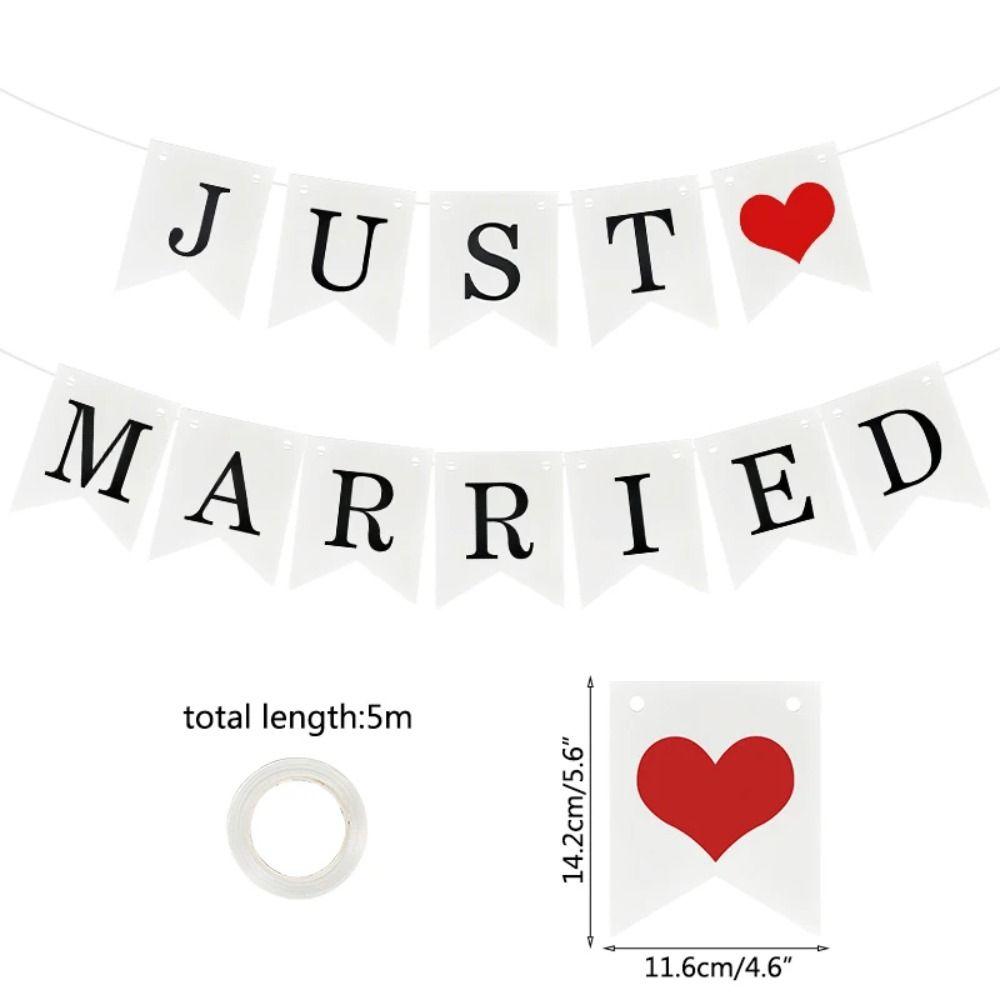 Just Married Letter Banner Bridal Shower Paper Garland Bunting Banner  Party Decoration Supplies