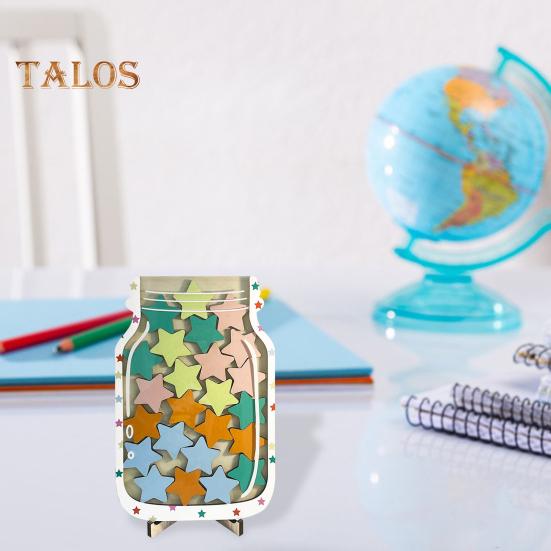 Träbelöningsburk med 25 färgglada stjärnor Ställ Barn Studenter Positivt beteende Prestation Uppmuntra Belöningssystem Lärare Förälder Klassrum