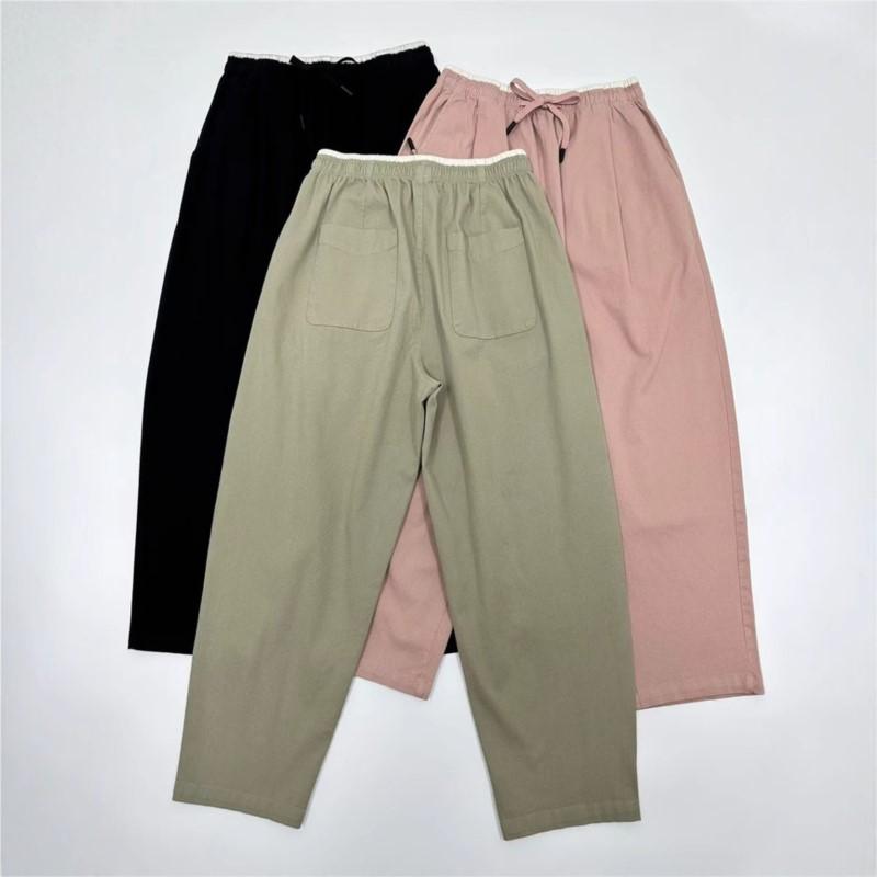 Johnature Elastic High Waist Casual Pants Women Loose Hit Colors All Match Harem Pants Trousers