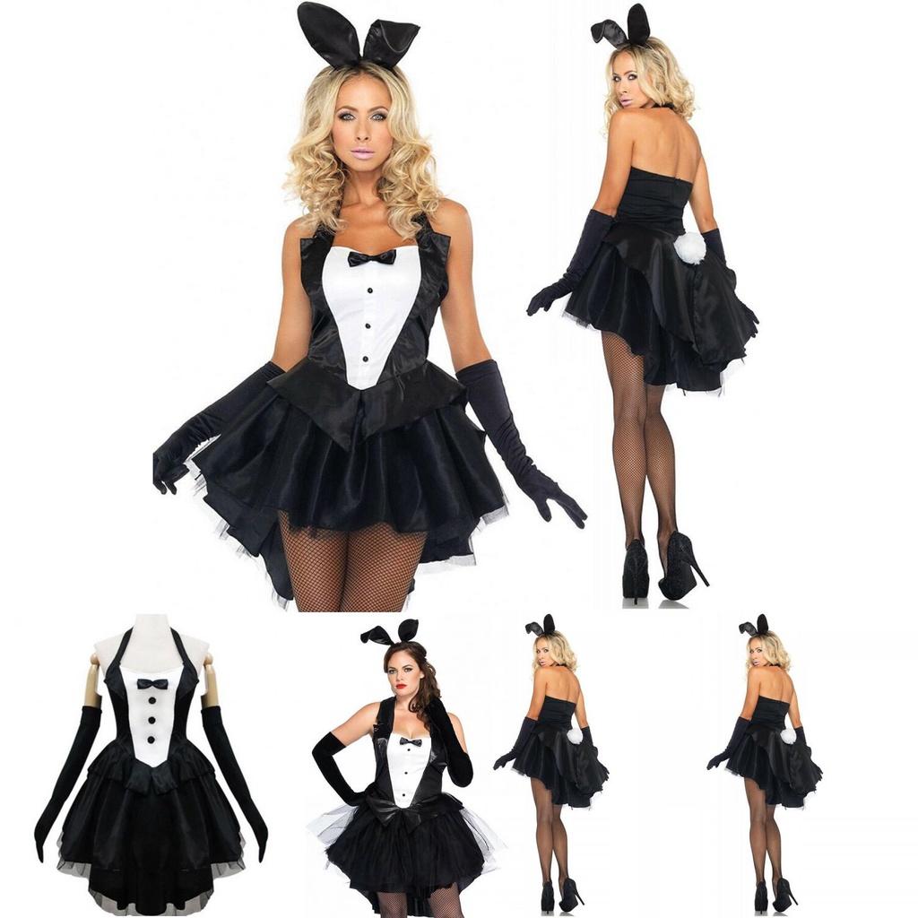 Elegant Backless Women's Bunny Rabbit Cosplay Tuxedo Halloween Outfit Fancy Dress